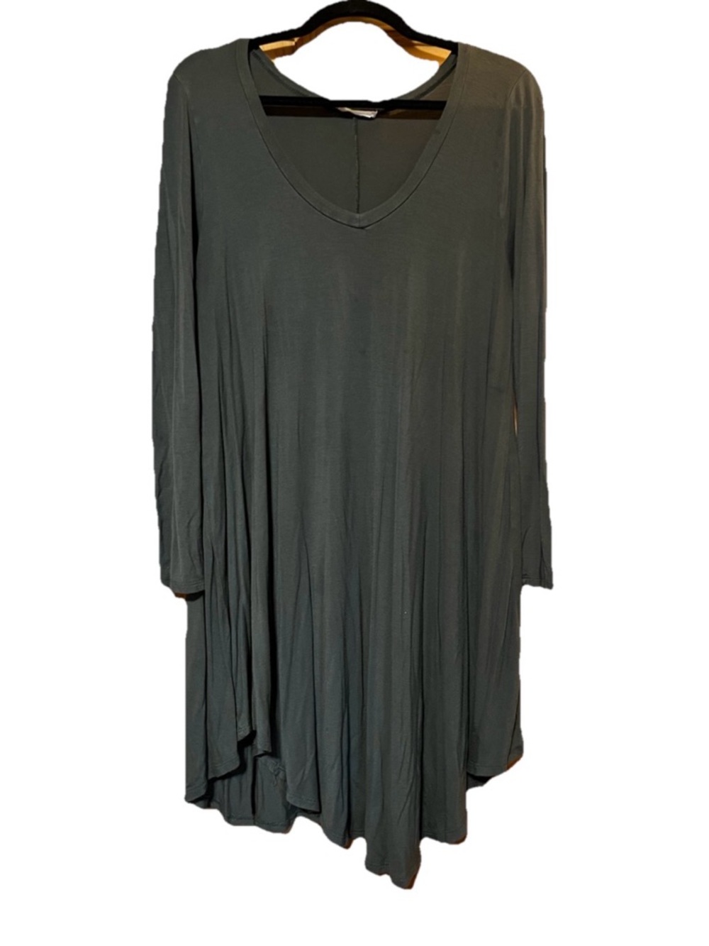 Reborn J Dark Olive V-Neck Flowing Tunic